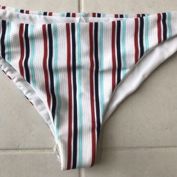 Full Tilt Bikini Swimsuit Multicolor Striped Padded Triangle Cheeky Swim - Picture 3 of 7